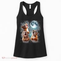 3 Squirrel Moon Howling Squirrel Head Funny Women's Tank Top thumb 0