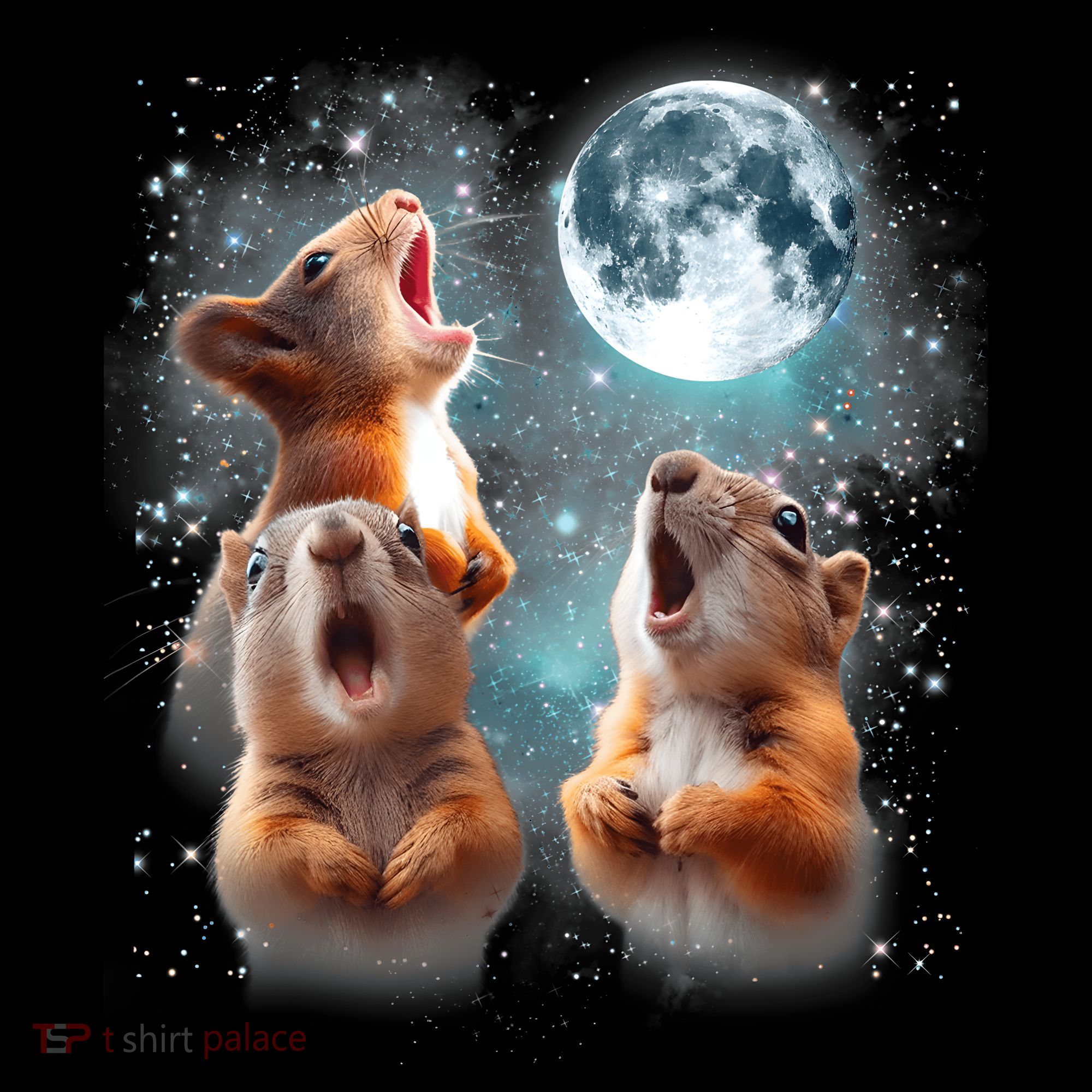 3 Squirrel Moon Howling Squirrel Head Funny Women's Tank Top