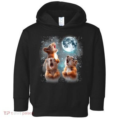 3 Squirrel Moon Howling Squirrel Head Funny Toddler Hoodie