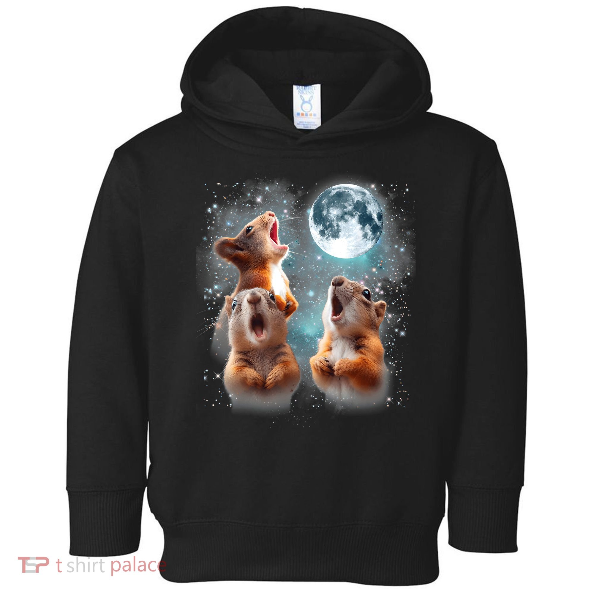 3 Squirrel Moon Howling Squirrel Head Funny Toddler Hoodie