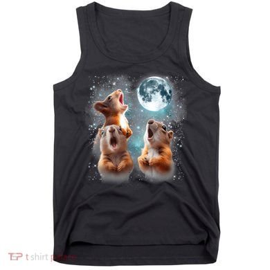 3 Squirrel Moon Howling Squirrel Head Funny Tank Top