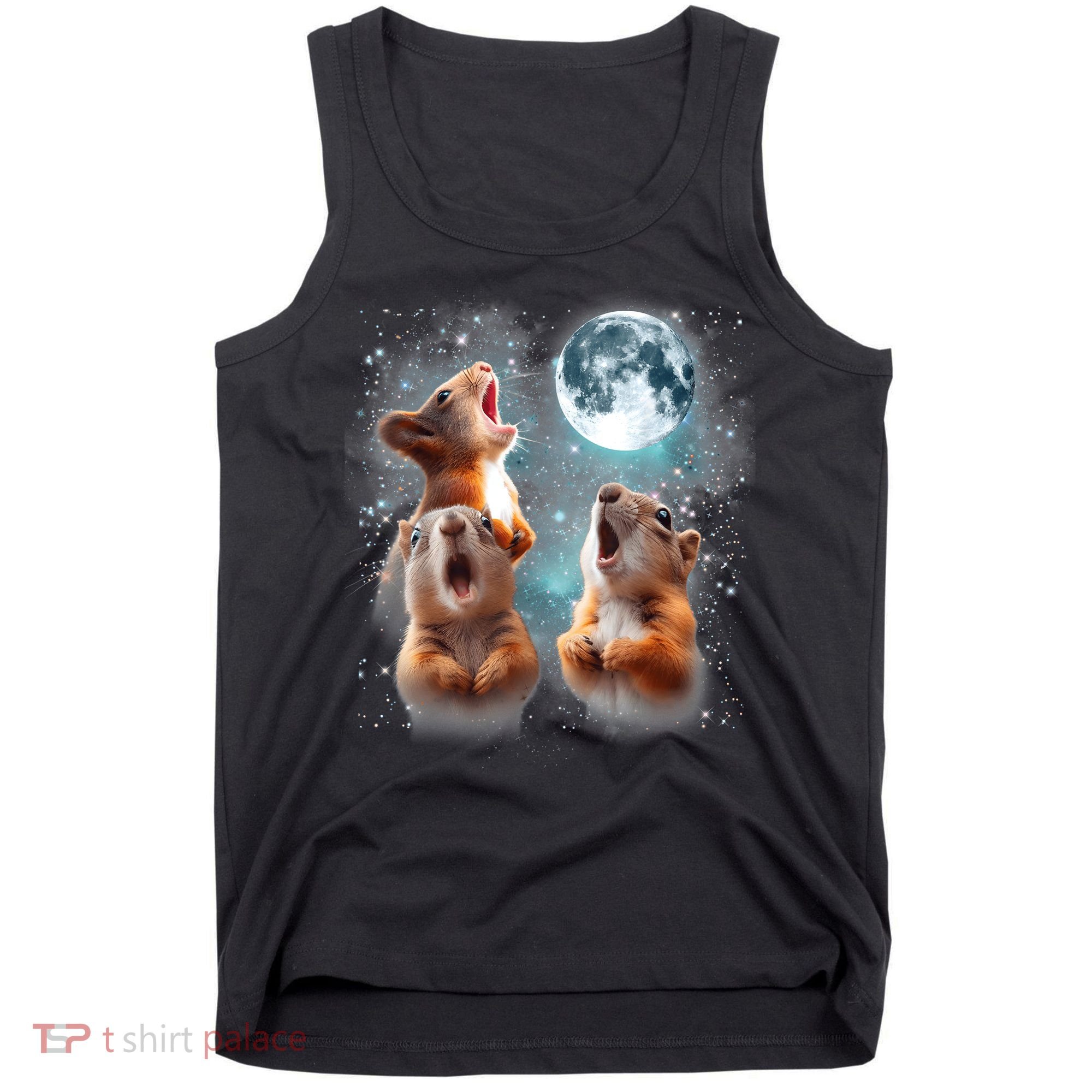 3 Squirrel Moon Howling Squirrel Head Funny Tank Top