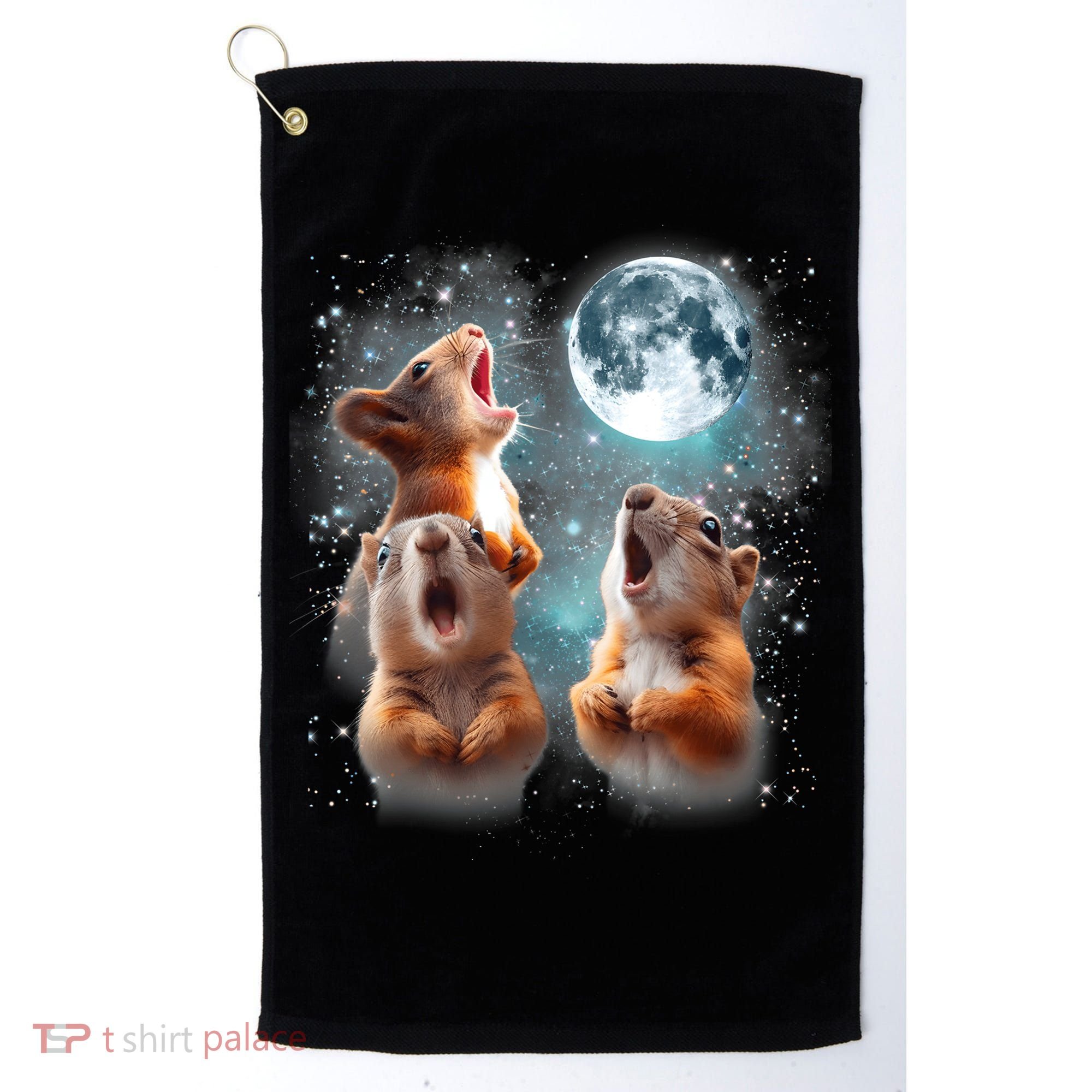3 Squirrel Moon Howling Squirrel Head Funny Golf Towel