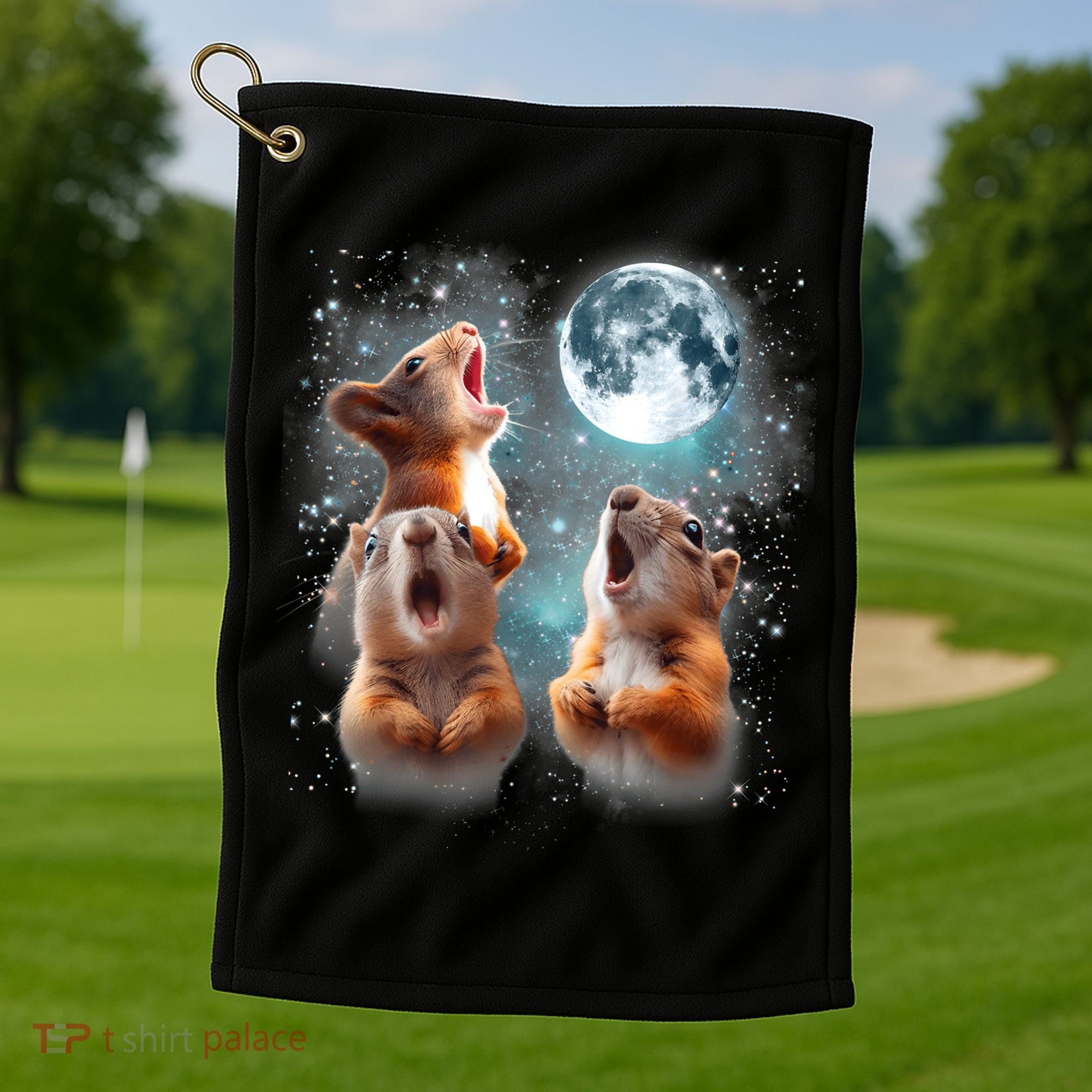 3 Squirrel Moon Howling Squirrel Head Funny Golf Towel
