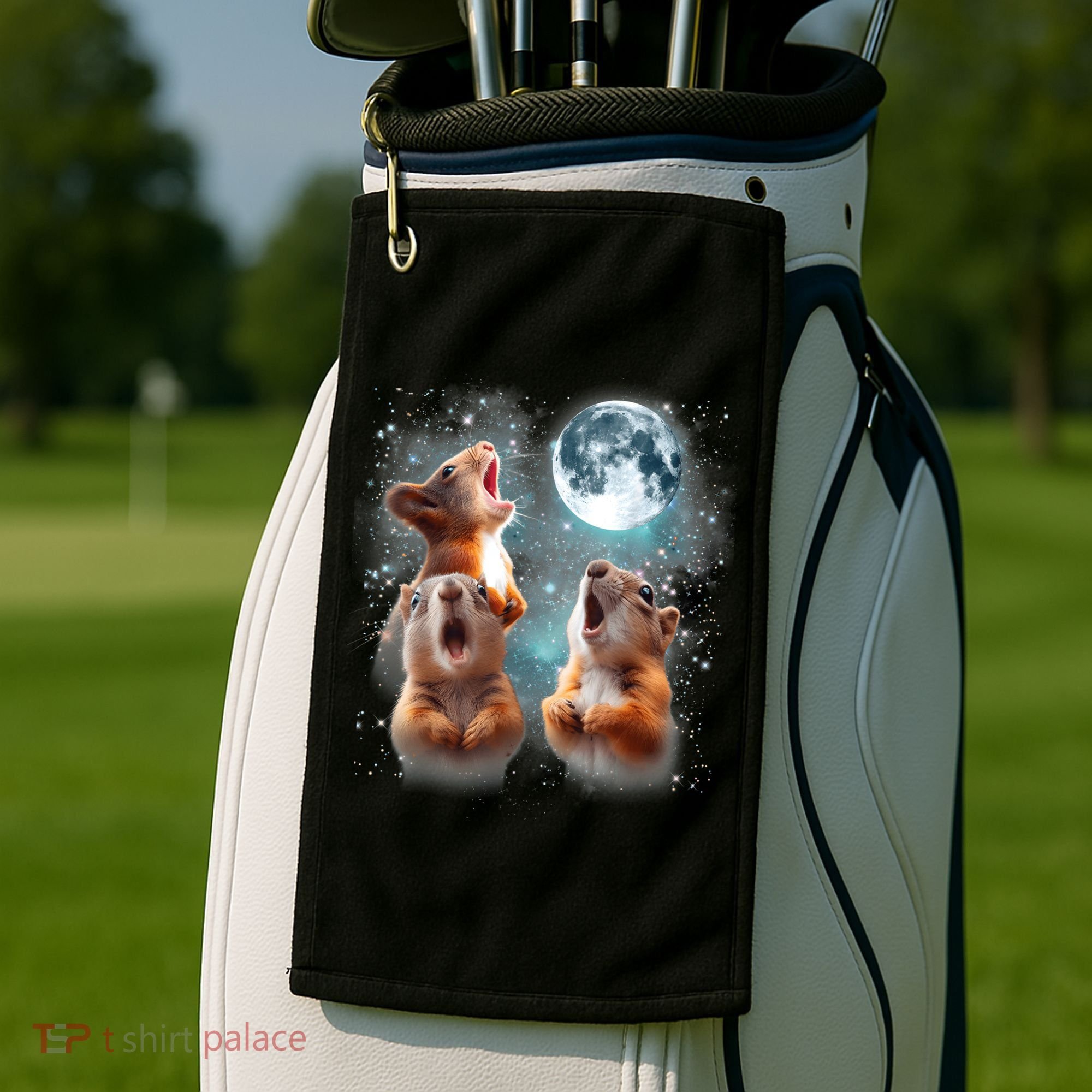 3 Squirrel Moon Howling Squirrel Head Funny Golf Towel