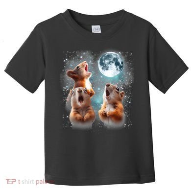 3 Squirrel Moon Howling Squirrel Head Funny Toddler T-Shirt