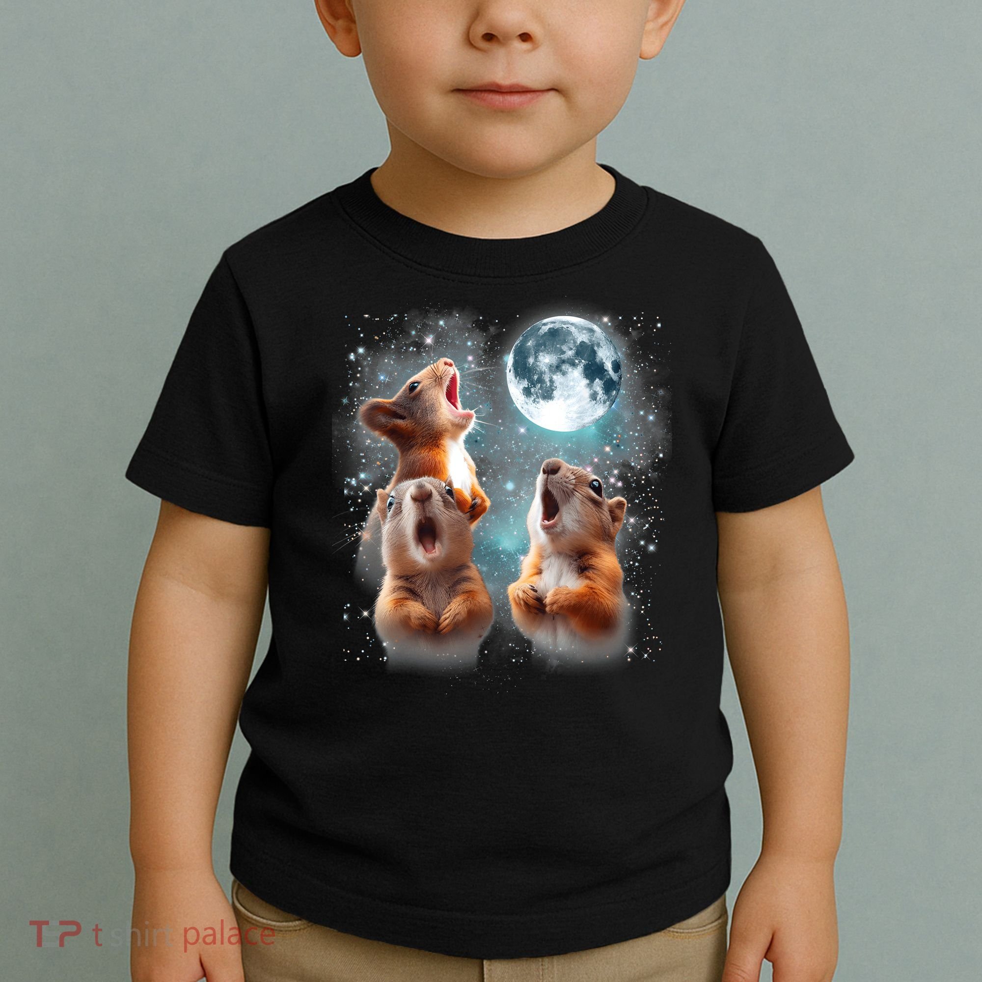 3 Squirrel Moon Howling Squirrel Head Funny Toddler T-Shirt