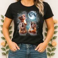 3 Squirrel Moon Howling Squirrel Head Funny Women's T-Shirt thumb 2