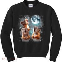 3 Squirrel Moon Howling Squirrel Head Funny Kids Sweatshirt thumb 0