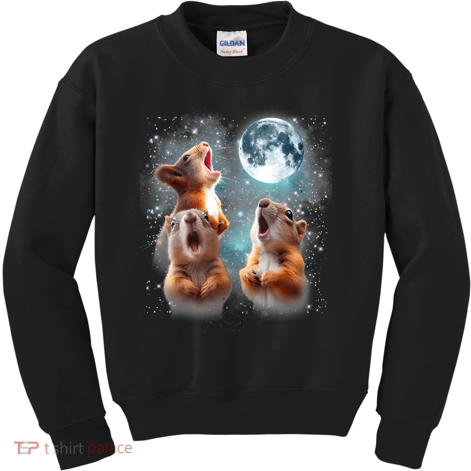 3 Squirrel Moon Howling Squirrel Head Funny Kids Sweatshirt