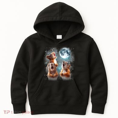 3 Squirrel Moon Howling Squirrel Head Funny Kids Hoodie