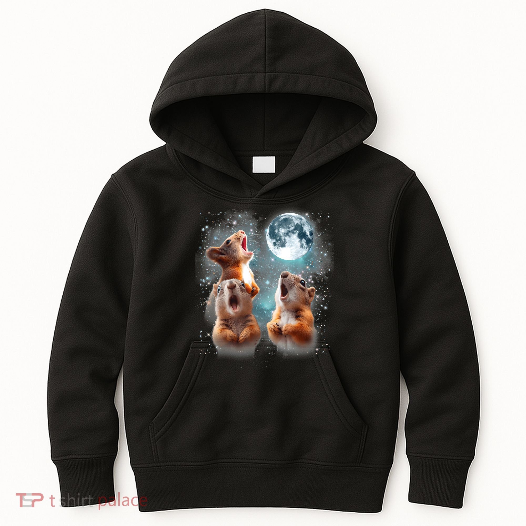 3 Squirrel Moon Howling Squirrel Head Funny Kids Hoodie