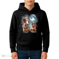 3 Squirrel Moon Howling Squirrel Head Funny Kids Hoodie thumb 4