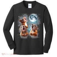 3 Squirrel Moon Howling Squirrel Head Funny Kids Long Sleeve Shirt thumb 0