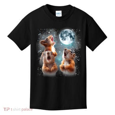 3 Squirrel Moon Howling Squirrel Head Funny Kids T-Shirt