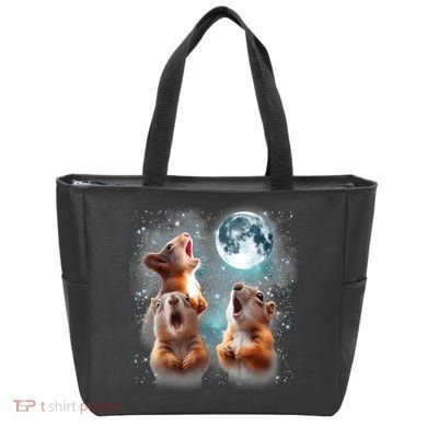 3 Squirrel Moon Howling Squirrel Head Funny Tote Bag