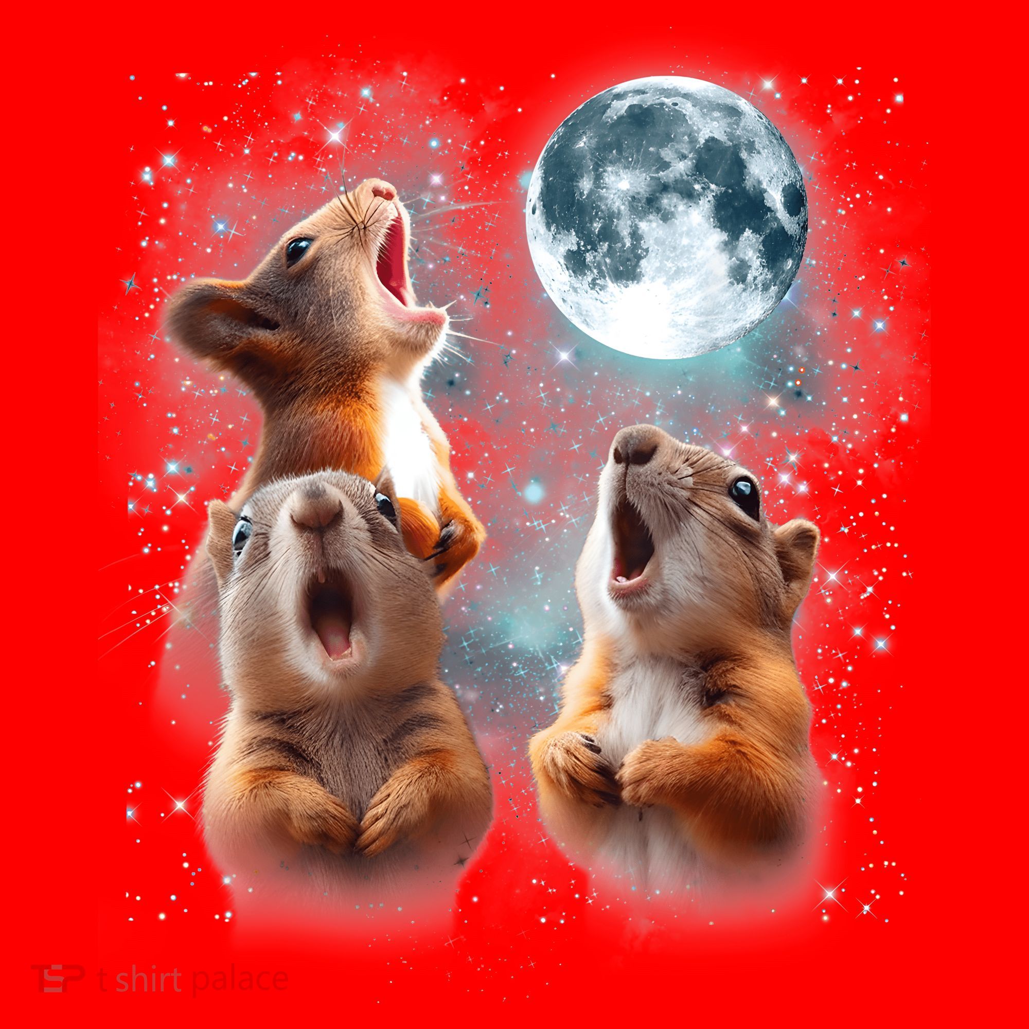 3 Squirrel Moon Howling Squirrel Head Funny Santa Hat