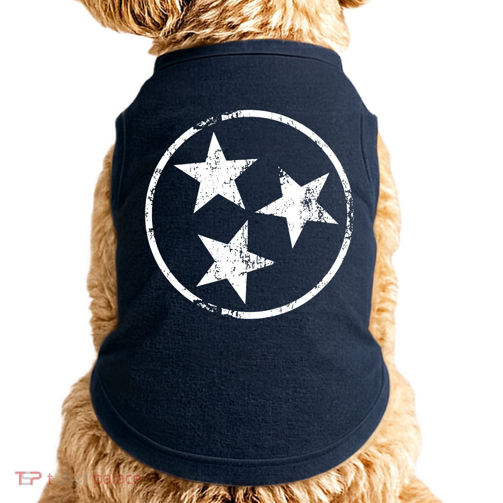 3 Star Tn Flag Graphic White Distressed Tennessee State Flag Doggie Tank