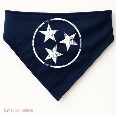 3 Star Tn Flag Graphic White Distressed Tennessee State Flag USA-Made Doggie Bandana