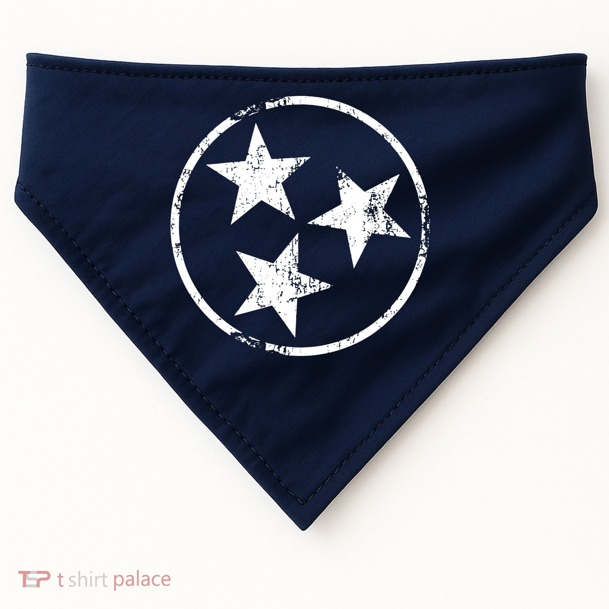 3 Star Tn Flag Graphic White Distressed Tennessee State Flag USA-Made Doggie Bandana