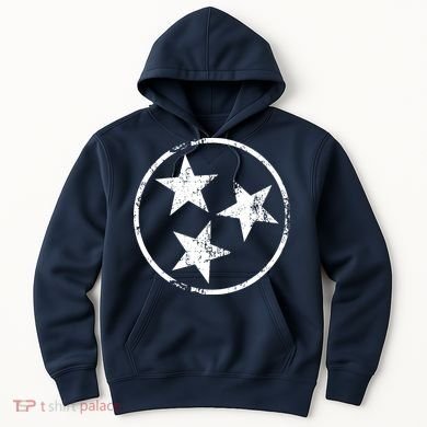 3 Star Tn Flag Graphic White Distressed Tennessee State Flag Hoodie