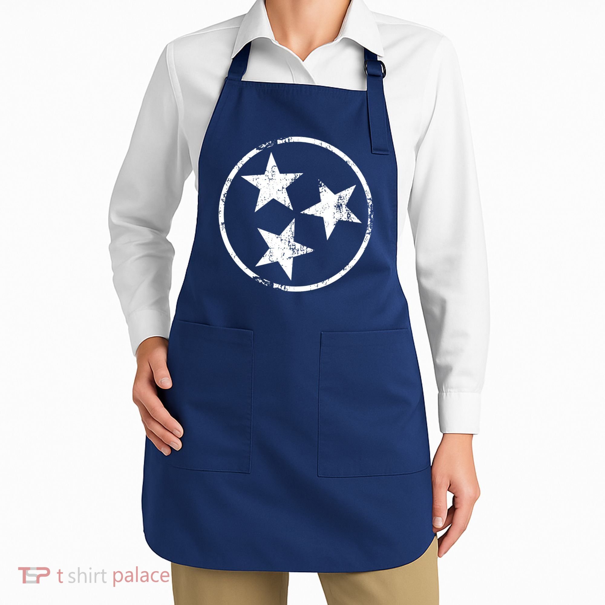 3 Star Tn Flag Graphic White Distressed Tennessee State Flag Apron
