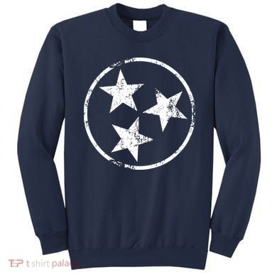 3 Star Tn Flag Graphic White Distressed Tennessee State Flag Sweatshirt
