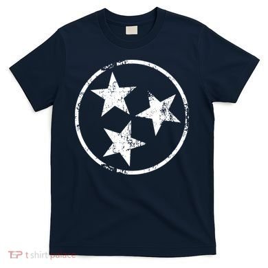 3 Star Tn Flag Graphic White Distressed Tennessee State Flag T-Shirt
