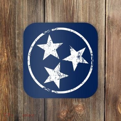 3 Star Tn Flag Graphic White Distressed Tennessee State Flag Coaster