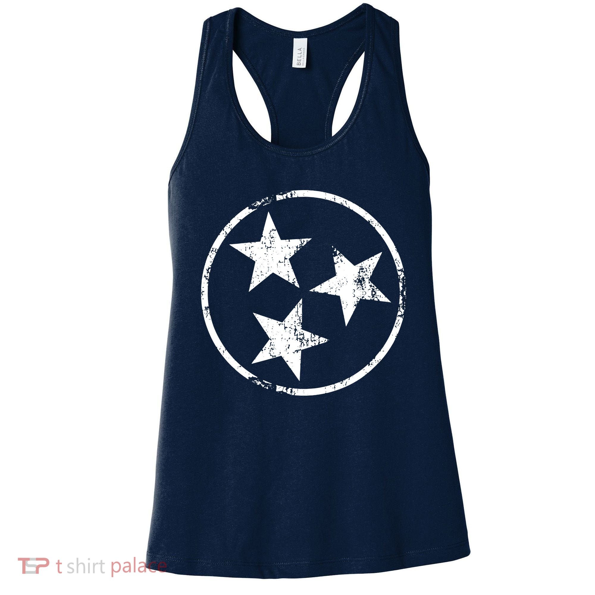 3 Star Tn Flag Graphic White Distressed Tennessee State Flag Women's Tank Top
