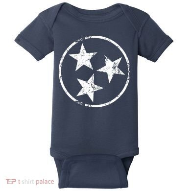 3 Star Tn Flag Graphic White Distressed Tennessee State Flag Baby Bodysuit