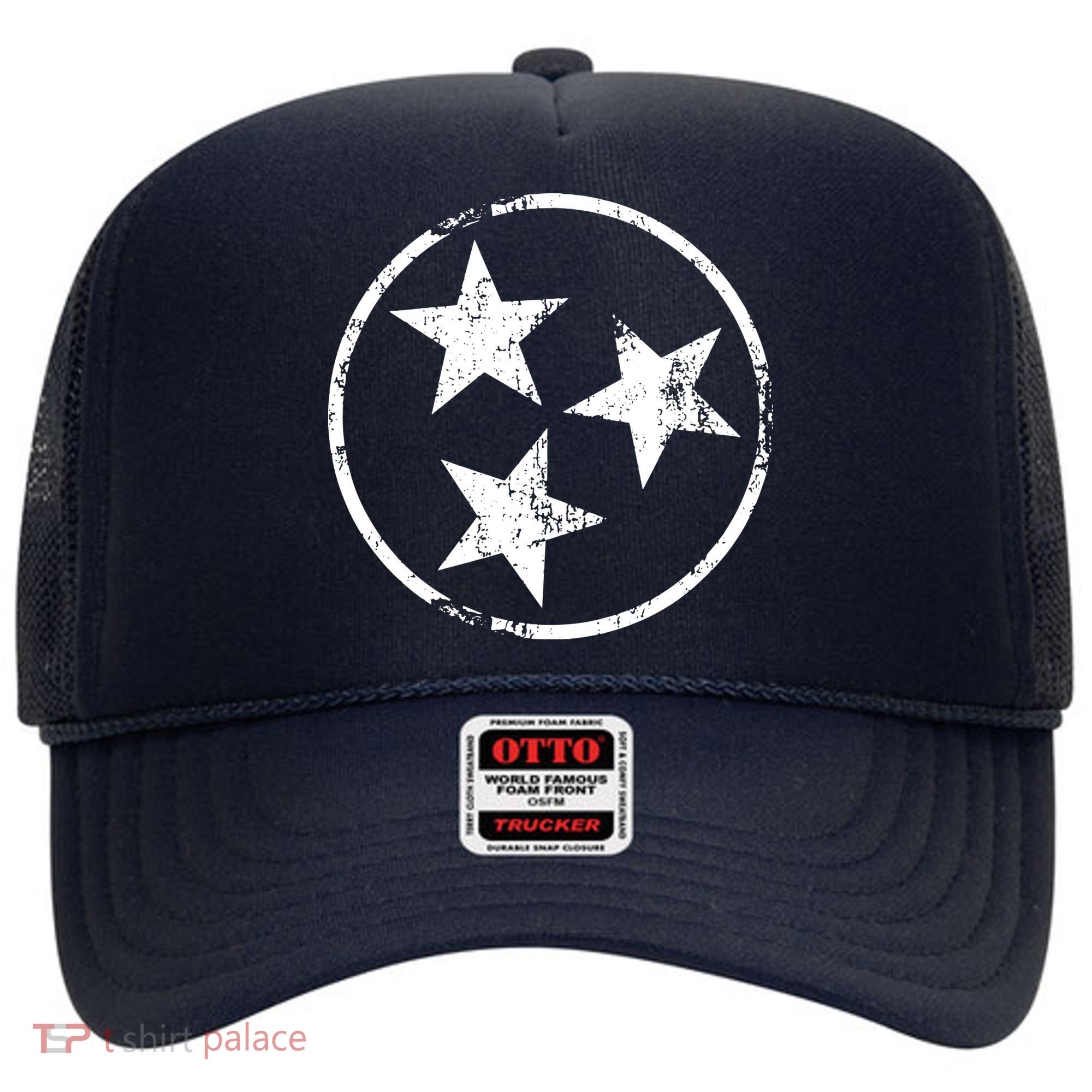 3 Star Tn Flag Graphic White Distressed Tennessee State Flag Hat