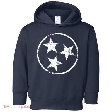 3 Star Tn Flag Graphic White Distressed Tennessee State Flag Toddler Hoodie