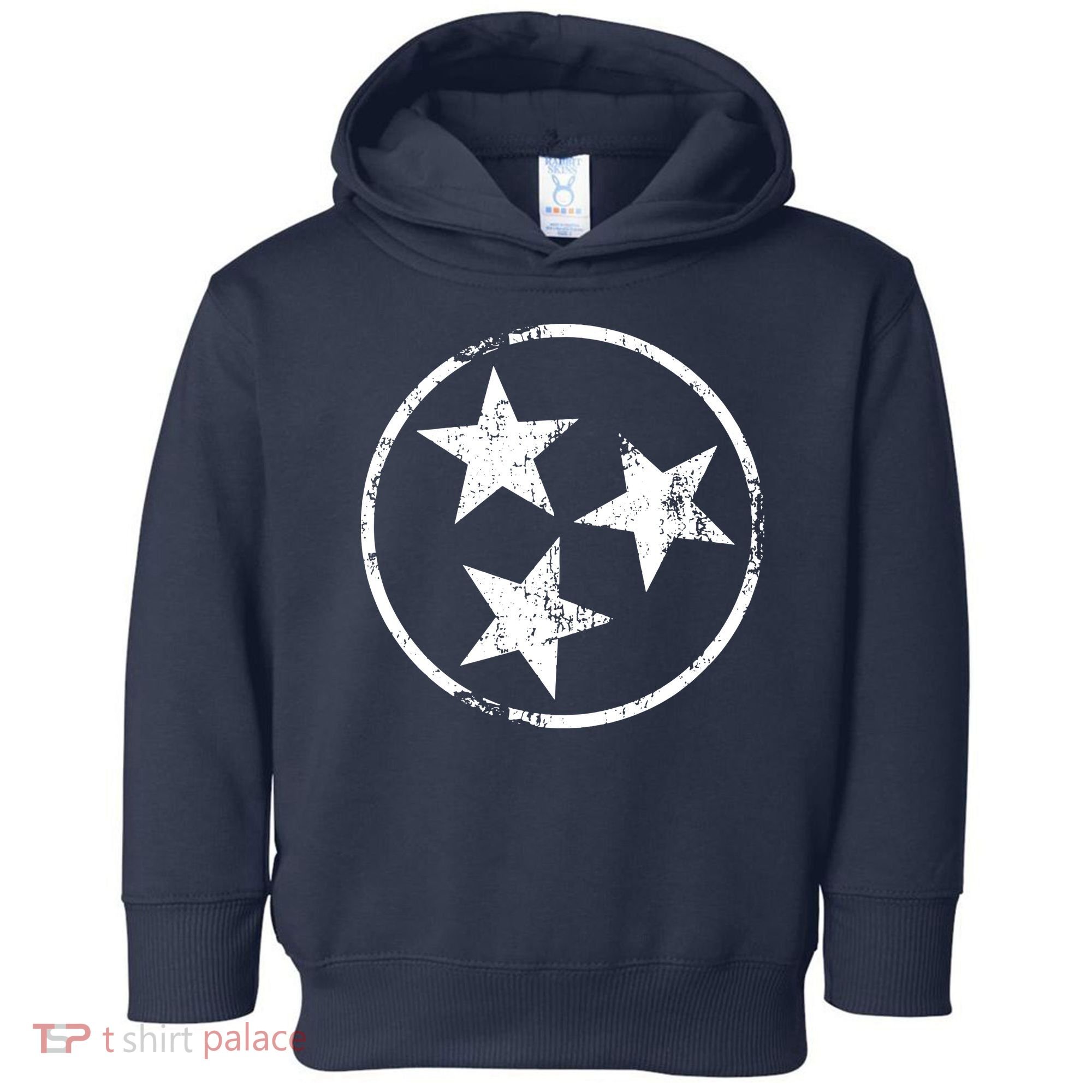 3 Star Tn Flag Graphic White Distressed Tennessee State Flag Toddler Hoodie