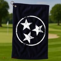 3 Star Tn Flag Graphic White Distressed Tennessee State Flag Golf Towel thumb 1