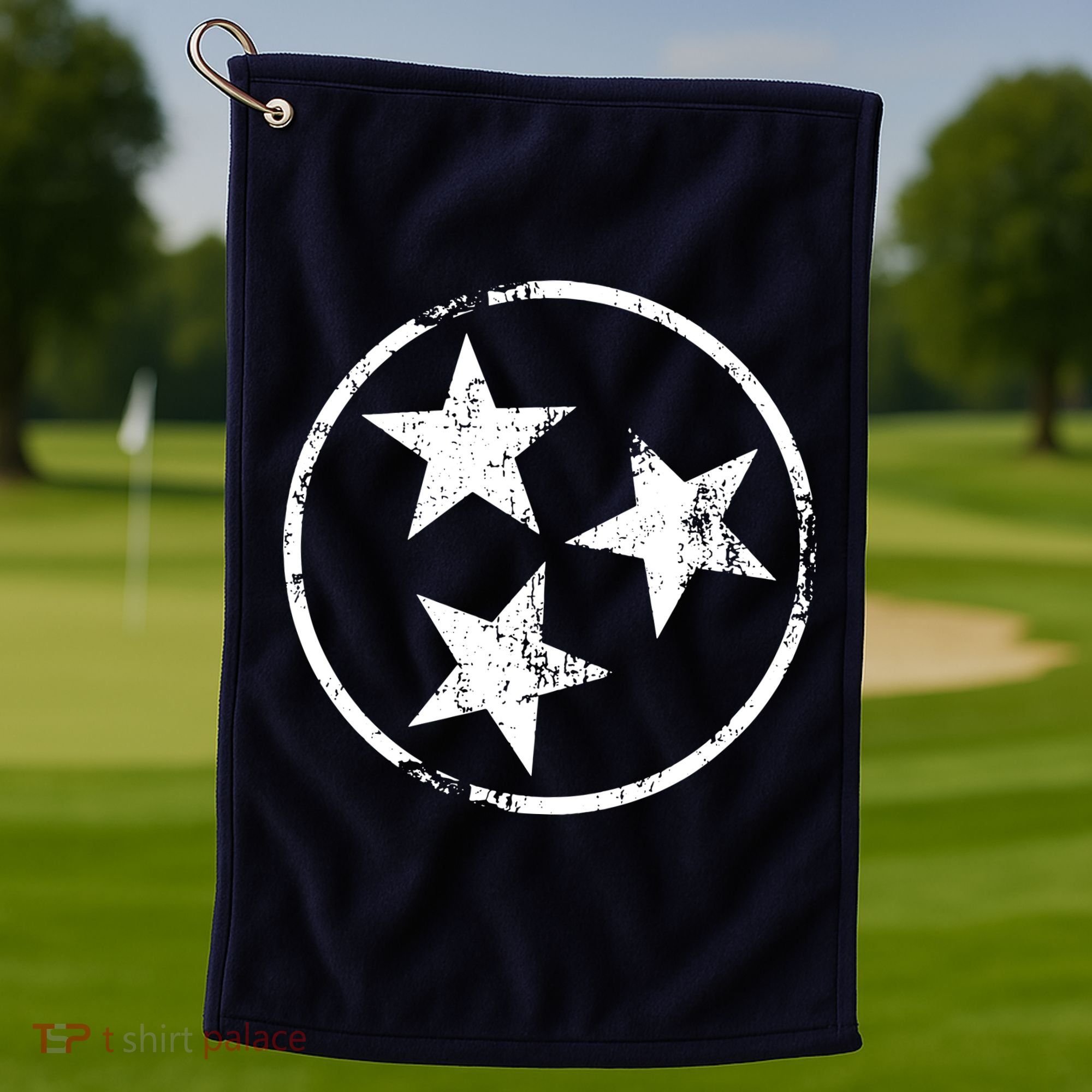 3 Star Tn Flag Graphic White Distressed Tennessee State Flag Golf Towel