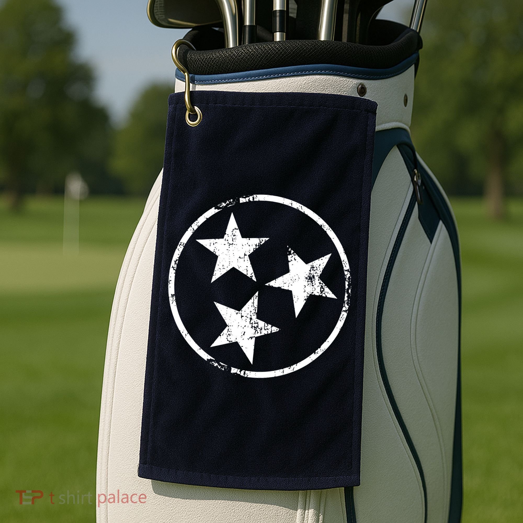 3 Star Tn Flag Graphic White Distressed Tennessee State Flag Golf Towel