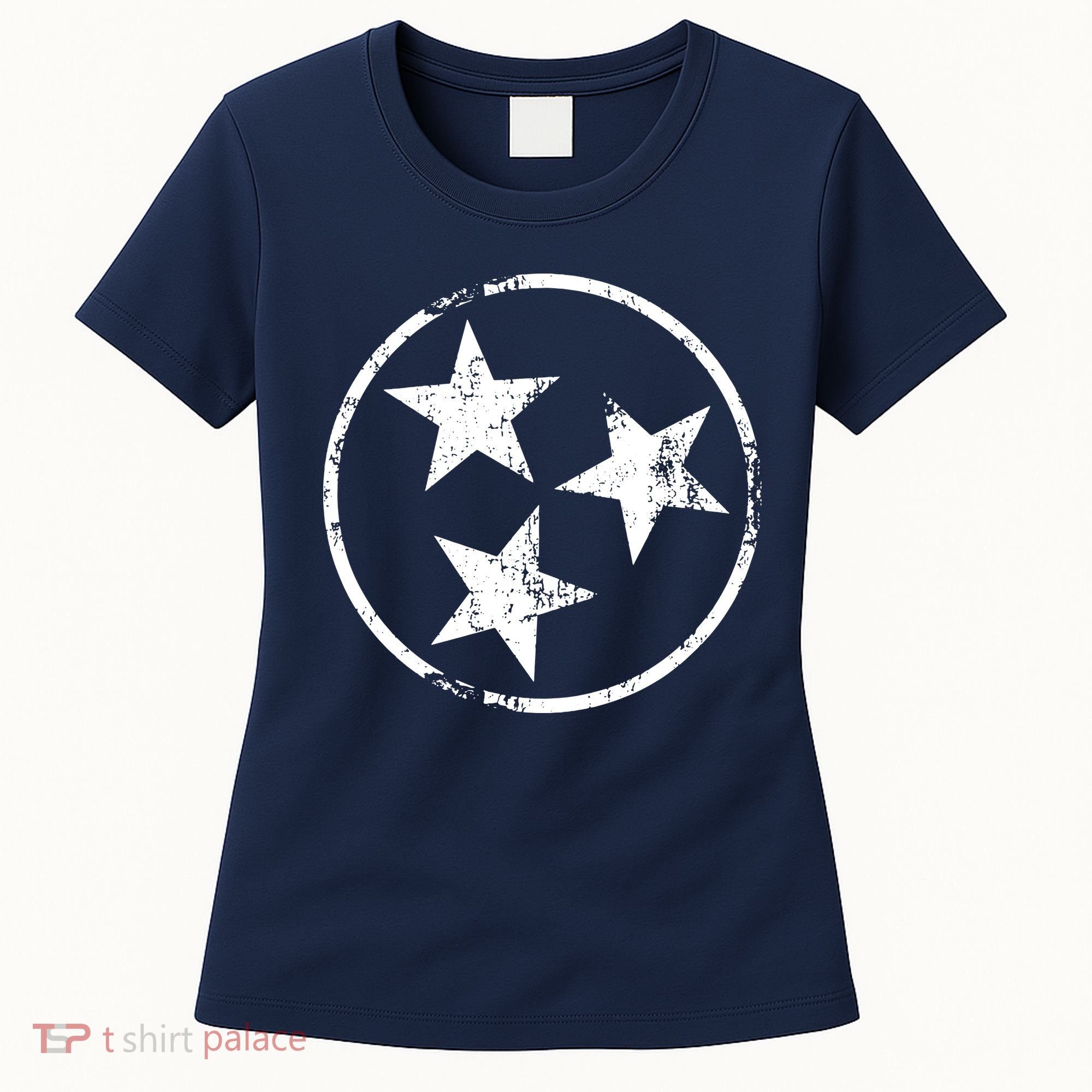 3 Star Tn Flag Graphic White Distressed Tennessee State Flag Women's T-Shirt