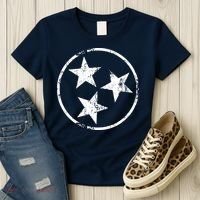 3 Star Tn Flag Graphic White Distressed Tennessee State Flag Women's T-Shirt thumb 3