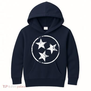 3 Star Tn Flag Graphic White Distressed Tennessee State Flag Kids Hoodie