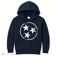 3 Star Tn Flag Graphic White Distressed Tennessee State Flag Kids Hoodie thumb 0