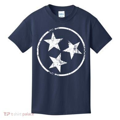 3 Star Tn Flag Graphic White Distressed Tennessee State Flag Kids T-Shirt