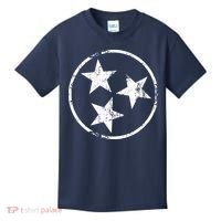 3 Star Tn Flag Graphic White Distressed Tennessee State Flag Kids T-Shirt thumb 0