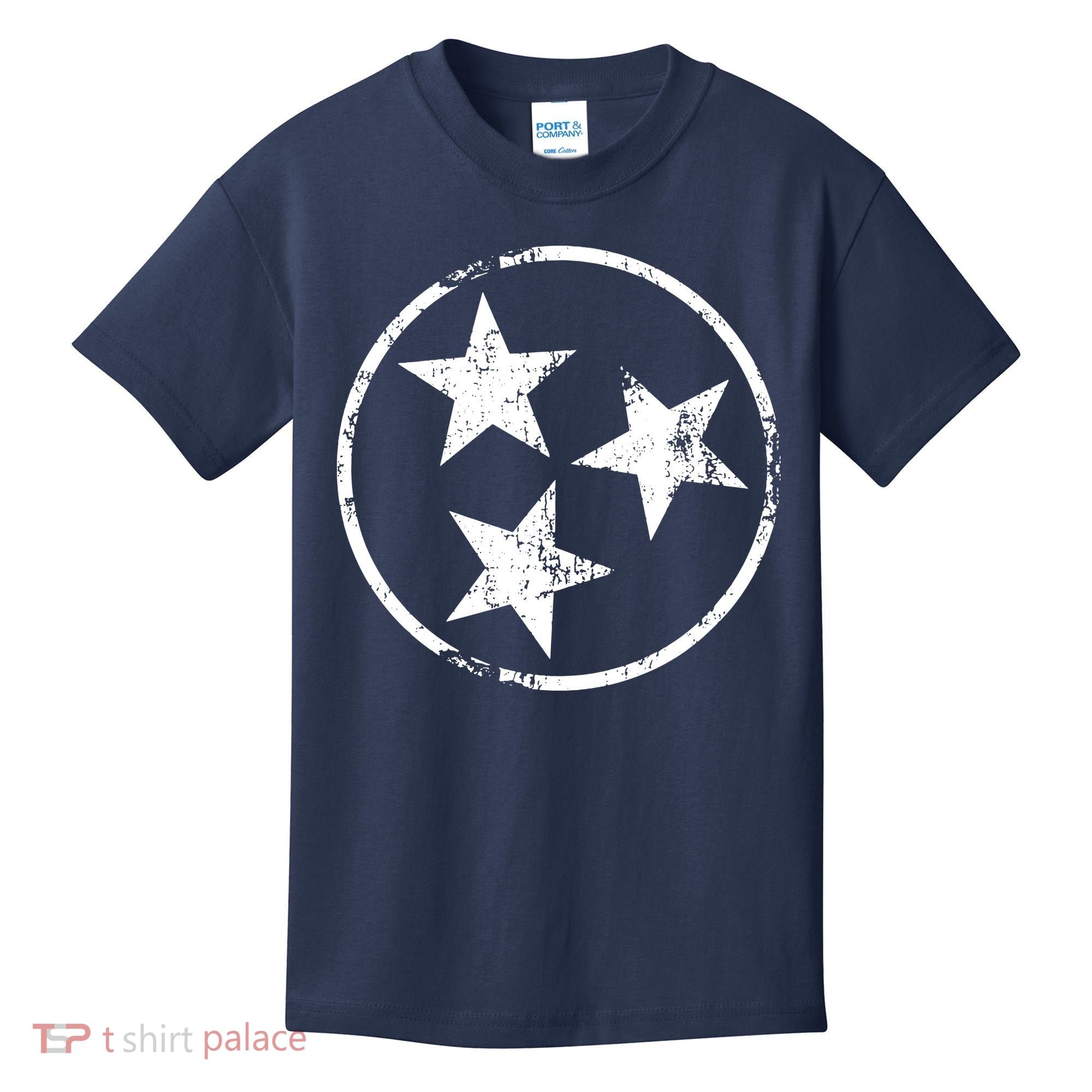 3 Star Tn Flag Graphic White Distressed Tennessee State Flag Kids T-Shirt