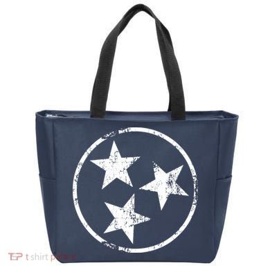 3 Star Tn Flag Graphic White Distressed Tennessee State Flag Tote Bag