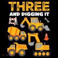3 Three And Digging It 3rd Birthday Boy Construction Truck Backpack thumb 2
