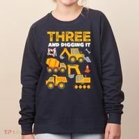 3 Three And Digging It 3rd Birthday Boy Construction Truck Women's Sweatshirt thumb 0