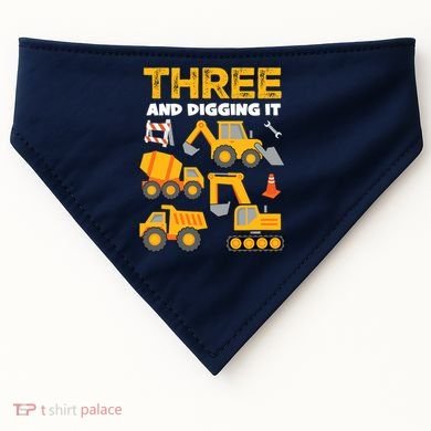 3 Three And Digging It 3rd Birthday Boy Construction Truck USA-Made Doggie Bandana