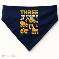 3 Three And Digging It 3rd Birthday Boy Construction Truck USA-Made Doggie Bandana thumb 0