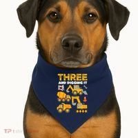 3 Three And Digging It 3rd Birthday Boy Construction Truck USA-Made Doggie Bandana thumb 1